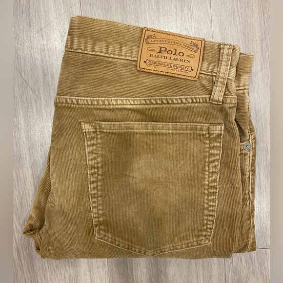 Polo Ralph Lauren Pants Men 34x34 Brown Corduroy Varick Slim Straight Outdoor